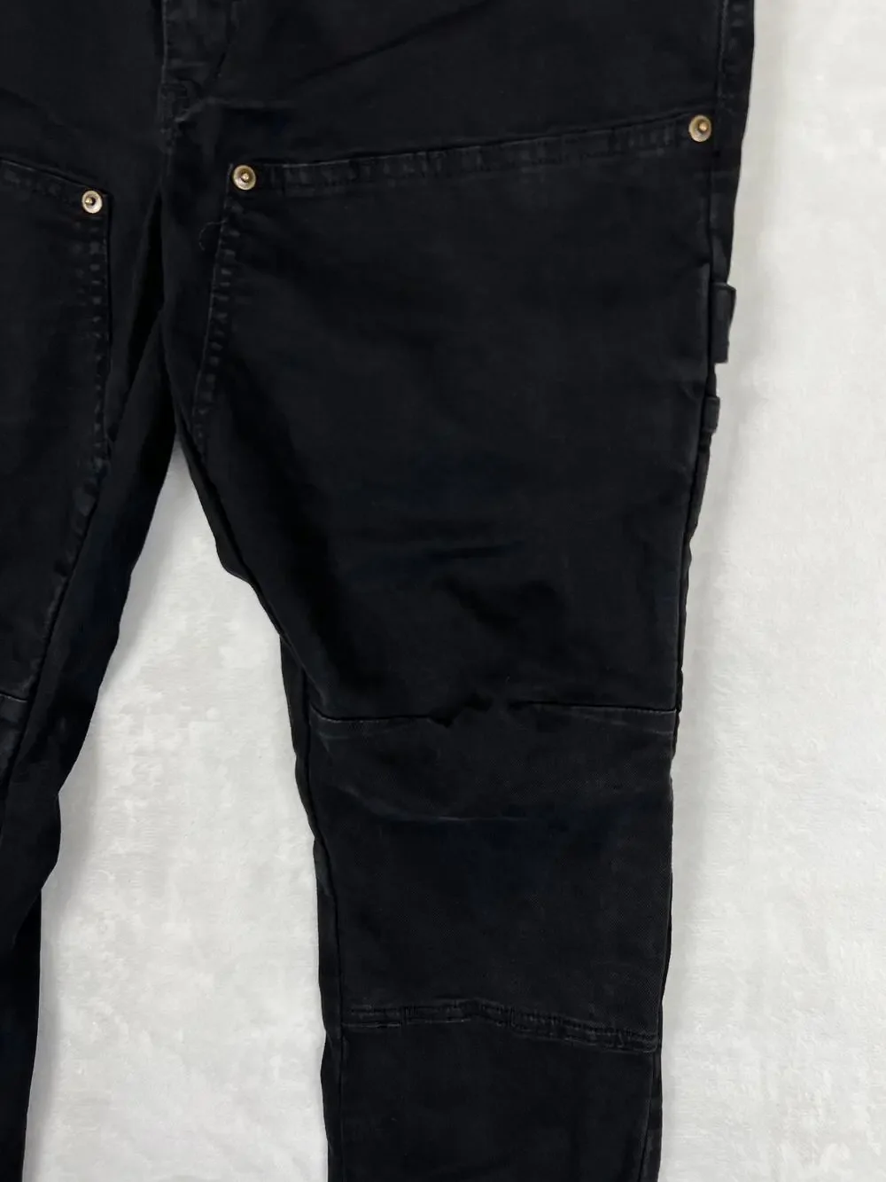 Mnml Double Knee Carpenter Jeans Mens 30x30 Black Ankle Zip Pants